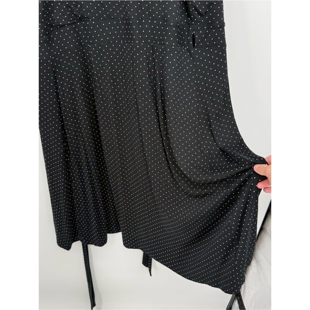 Loft Black White Polka Dot Sleeveless Wrap Dress Midi Size Medium - Picture 10 of 10